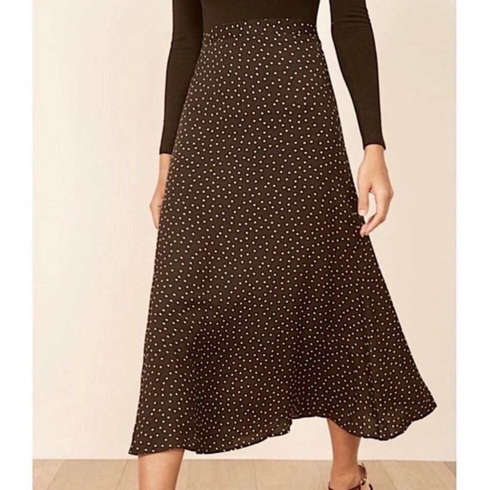Reformation polka dot skirt